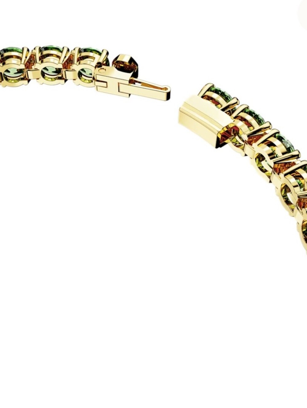 Swarovski Matrix Tennis BraceletRound Cut, Green, 18K Gold Finish - Picture 9 of 12